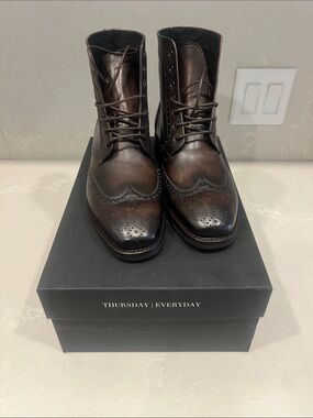 Thursday Boot Company Men's Dark Brown Leather Chukka Brogue Boots